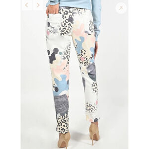 Frank Wyman woven pant style #221105U￼size small Off-white denim